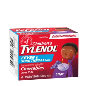 TYLENOL CHLD FEVER & THROAT PAIN GRAPE CHEW 20